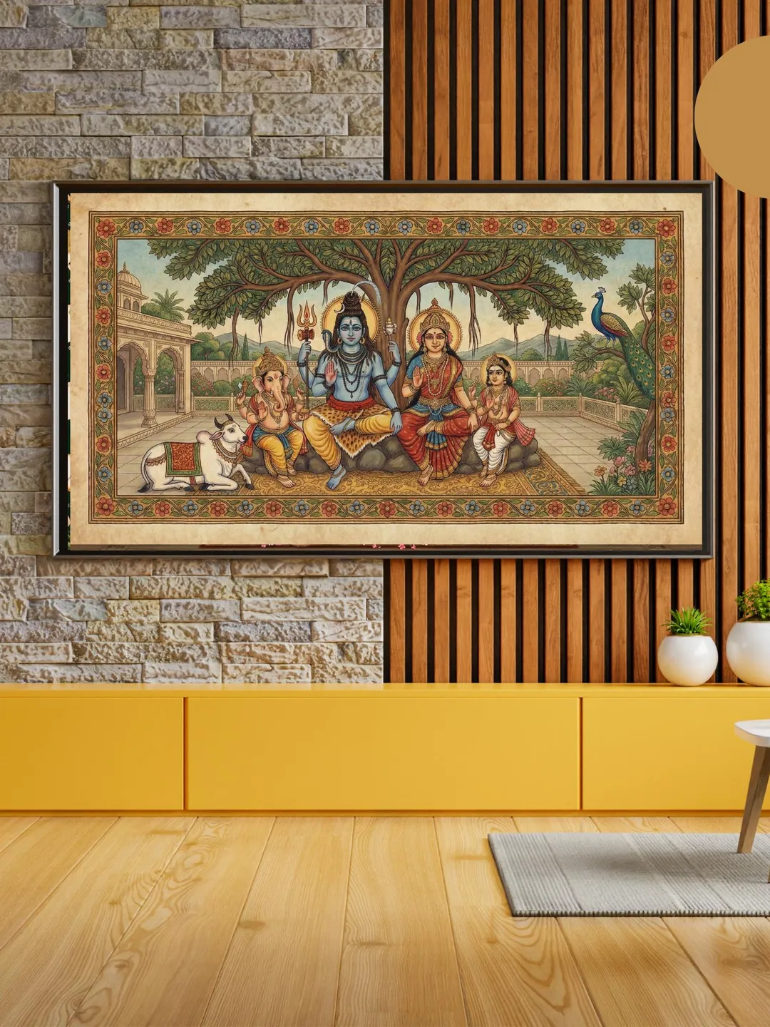 Shiva Parivar Wall Art Hindu God Mahadev Shiv Shakti Painting shiva-parivar-wall-art-hindu-god-mahadev-shiv-shakti-painting