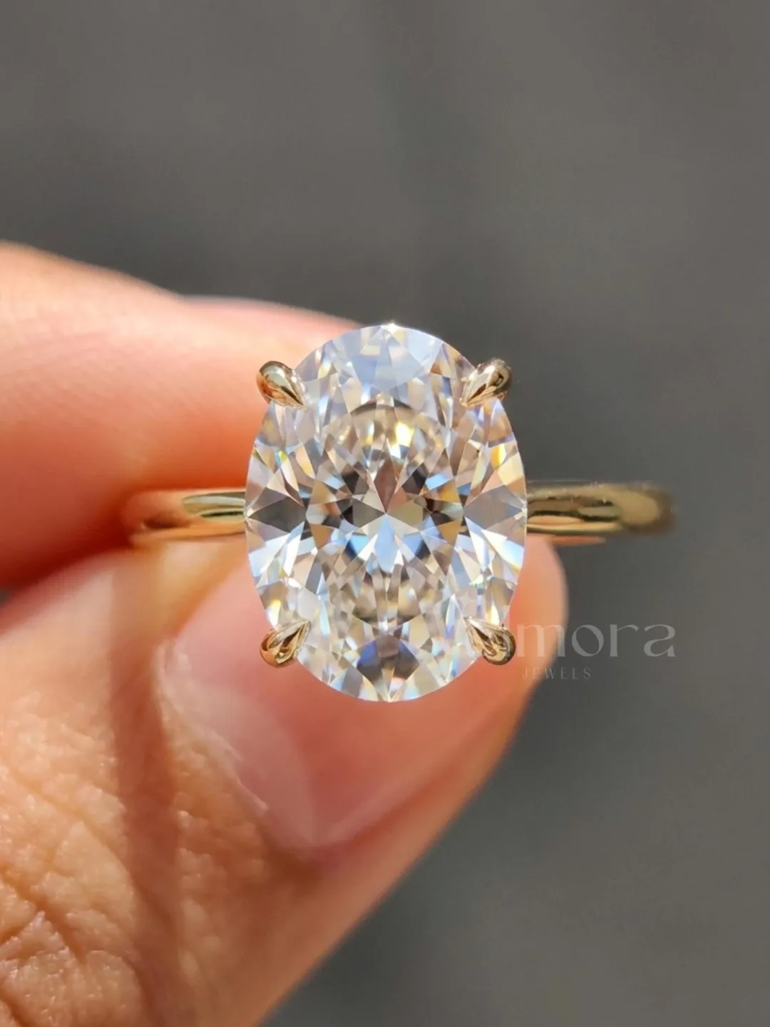 Oval Cut Solitaire Engagement Ring, Classic Moissanite Proposal Ring, Minimal Bridal Jewelry