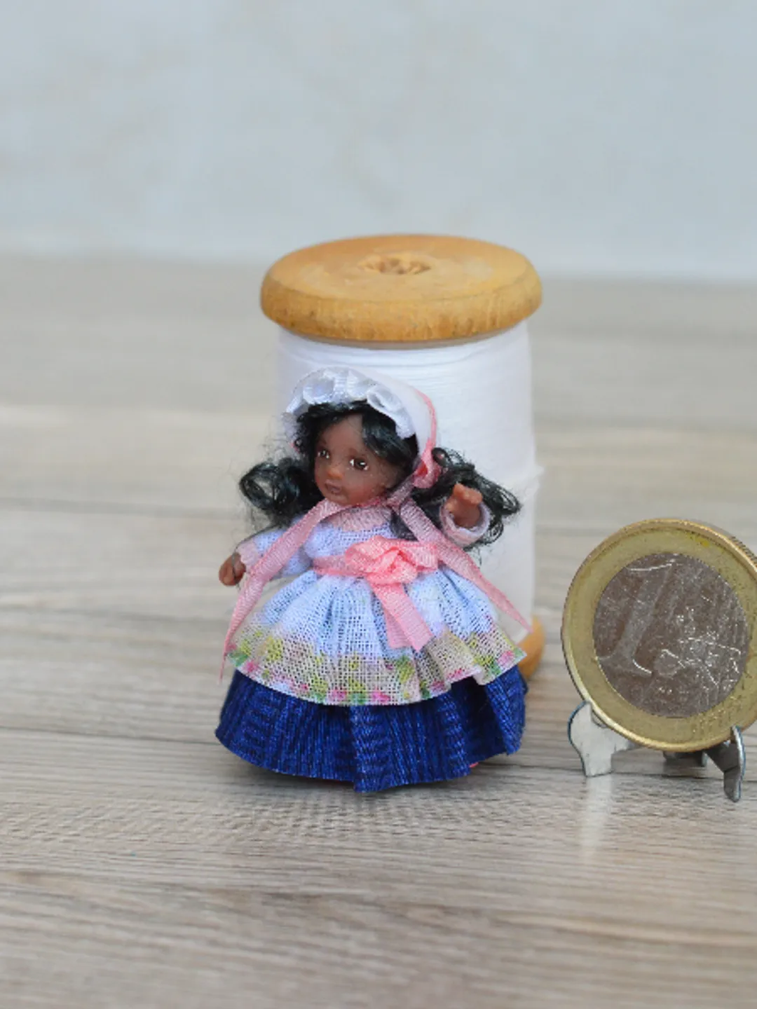 Miniature doll in 24th scales. Handmade doll toy. Miniature for dollhouse.