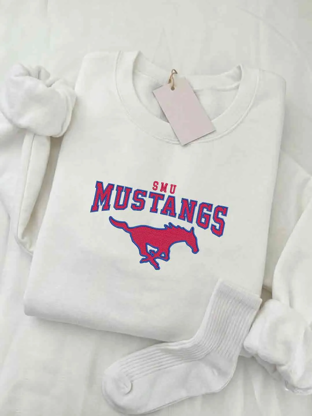 SMU Mustang Embroidered Sweatshirt, Sport Embroidered Crewneck, SMU Football Embroidered Shirt, Sweatshirt, Crewneck Gift