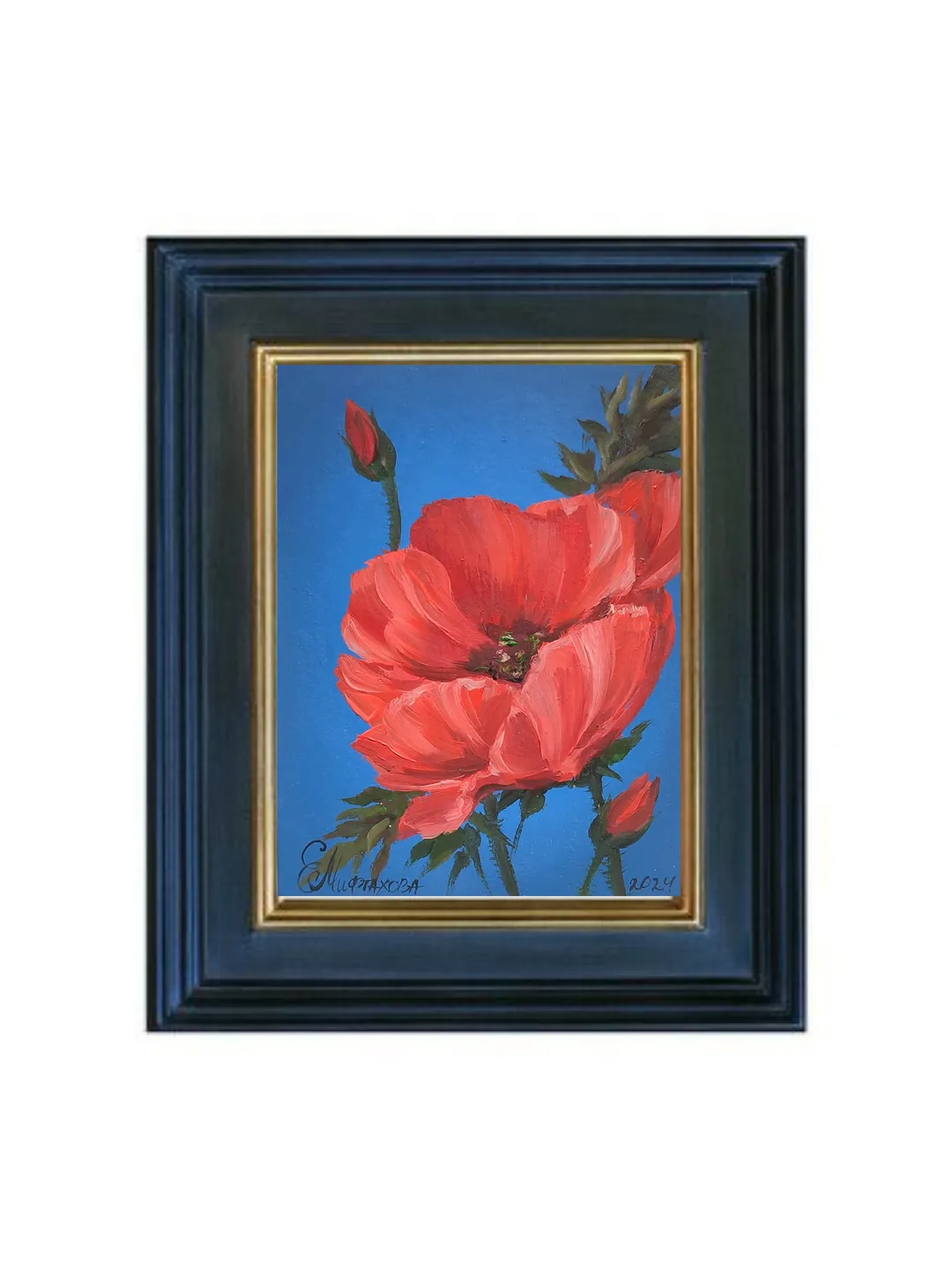 Red Poppies Painting Original Art Poppies Flowers Oil Painting Red