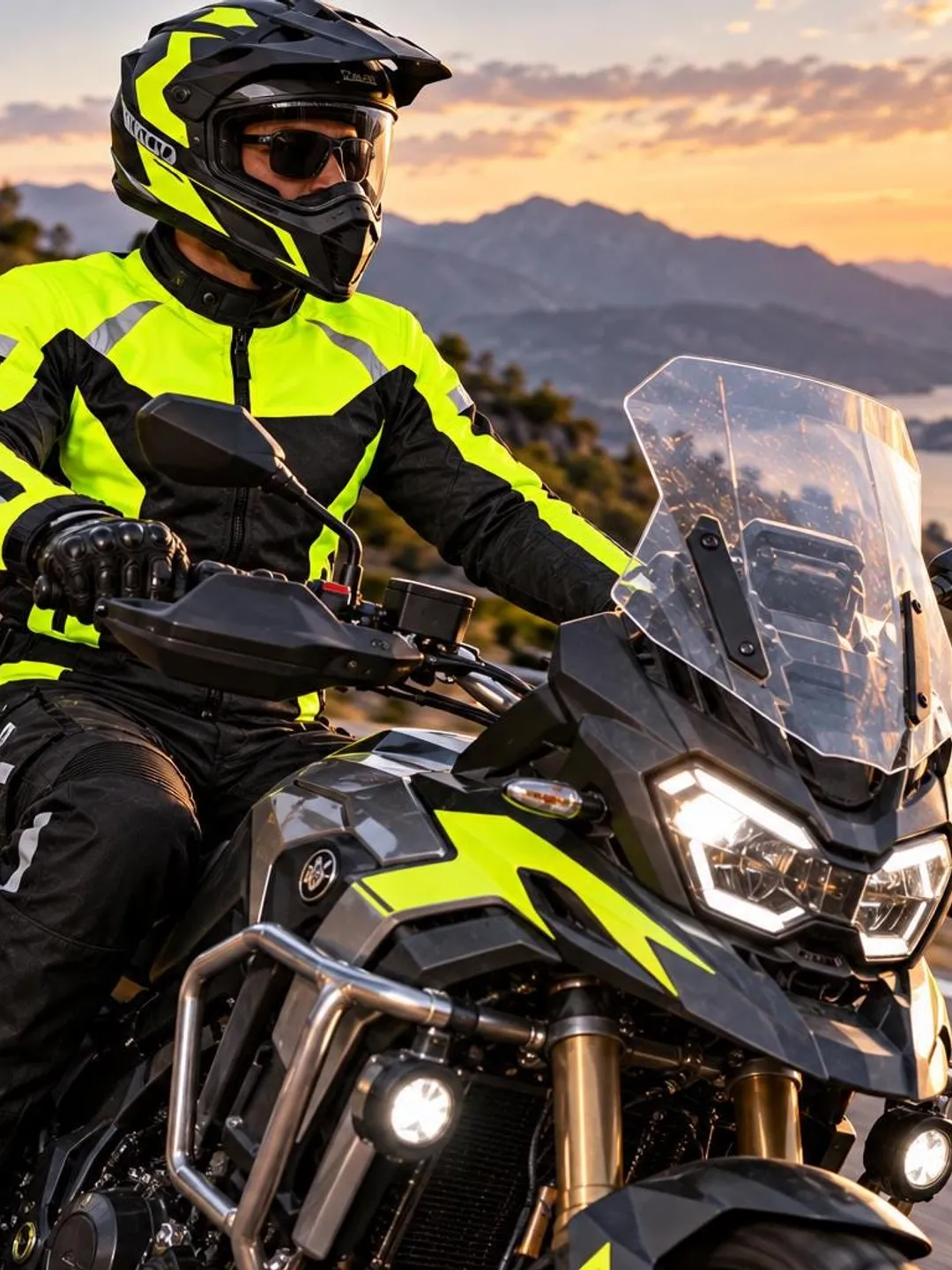 ZARK Men's Hi Vis Motorcycle Jacket, Neon Yellow Textile Riding