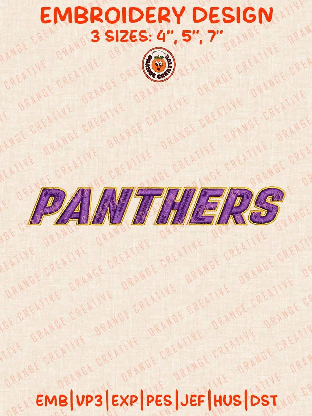 NCAA Panthers Text Embroidery Design, NCAA Northern Iowa Panthers Team Logo Embroidery Design, Machine Embroidery Design File, 4 Sizes, Custom Size, Digital Download