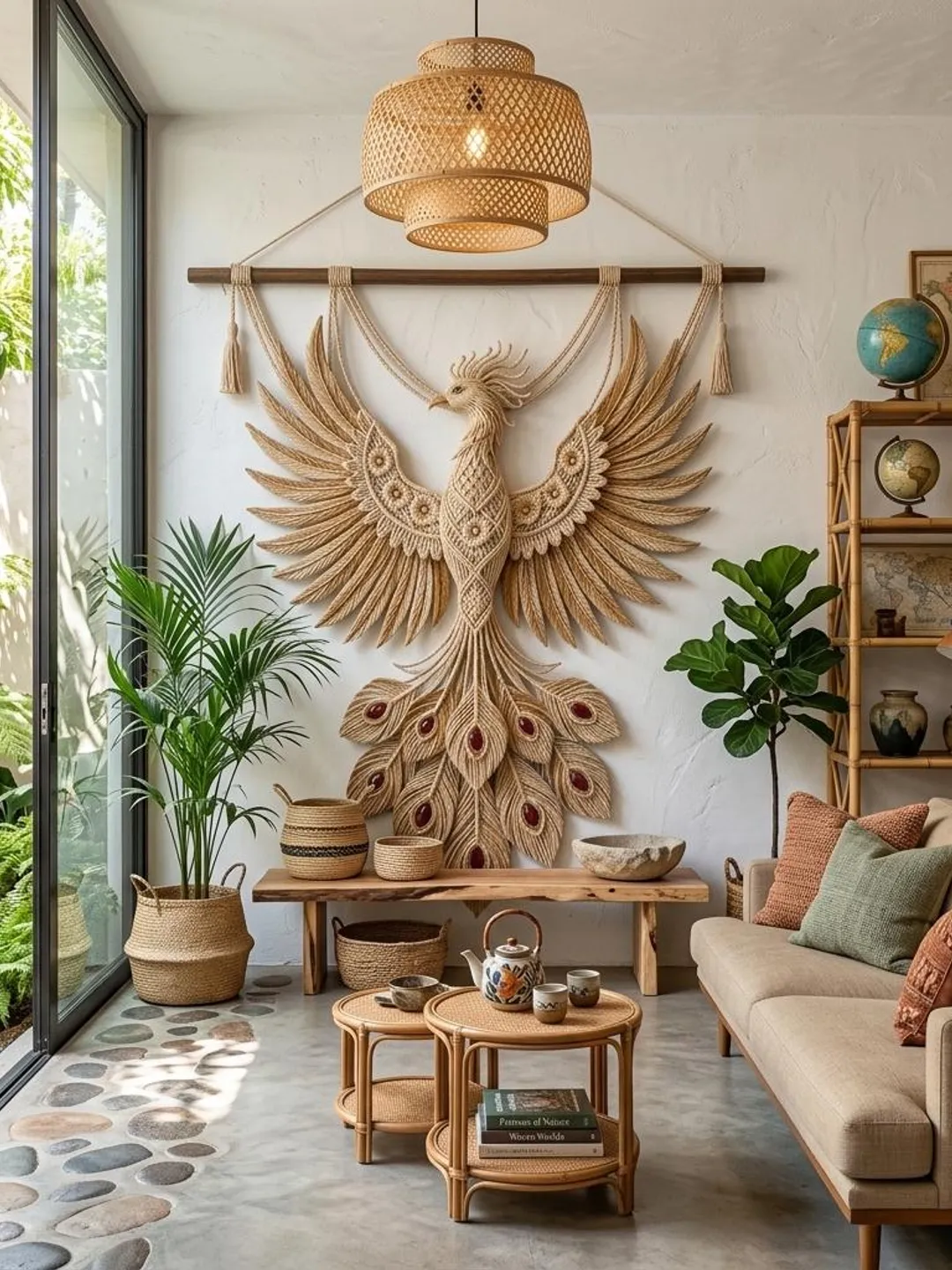 Crochet Phoenix Wall Hanging Pattern, Macrame Style Phoenix