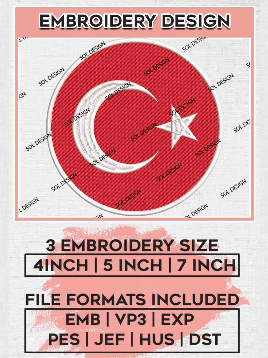 Ay Yıldızlılar Football Team Logo Embroidery Designs, Bizim Çocuklar Logo Embroidery files, Turkey National Football Team, Machine embroidery designs, Digital Download