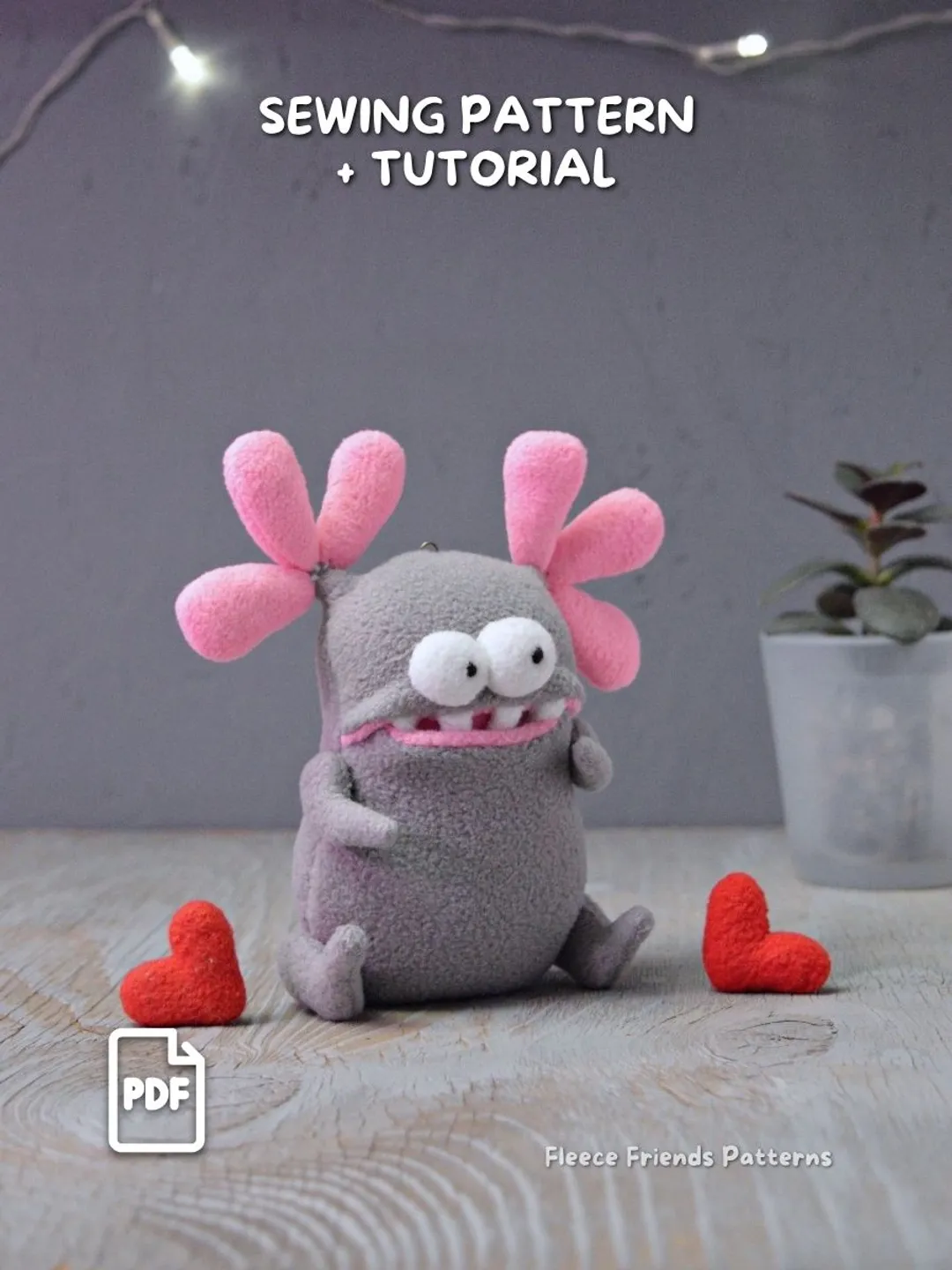 Crassula Succulent Monster Plush Sewing Pattern Secret Mouth Pocket PDF