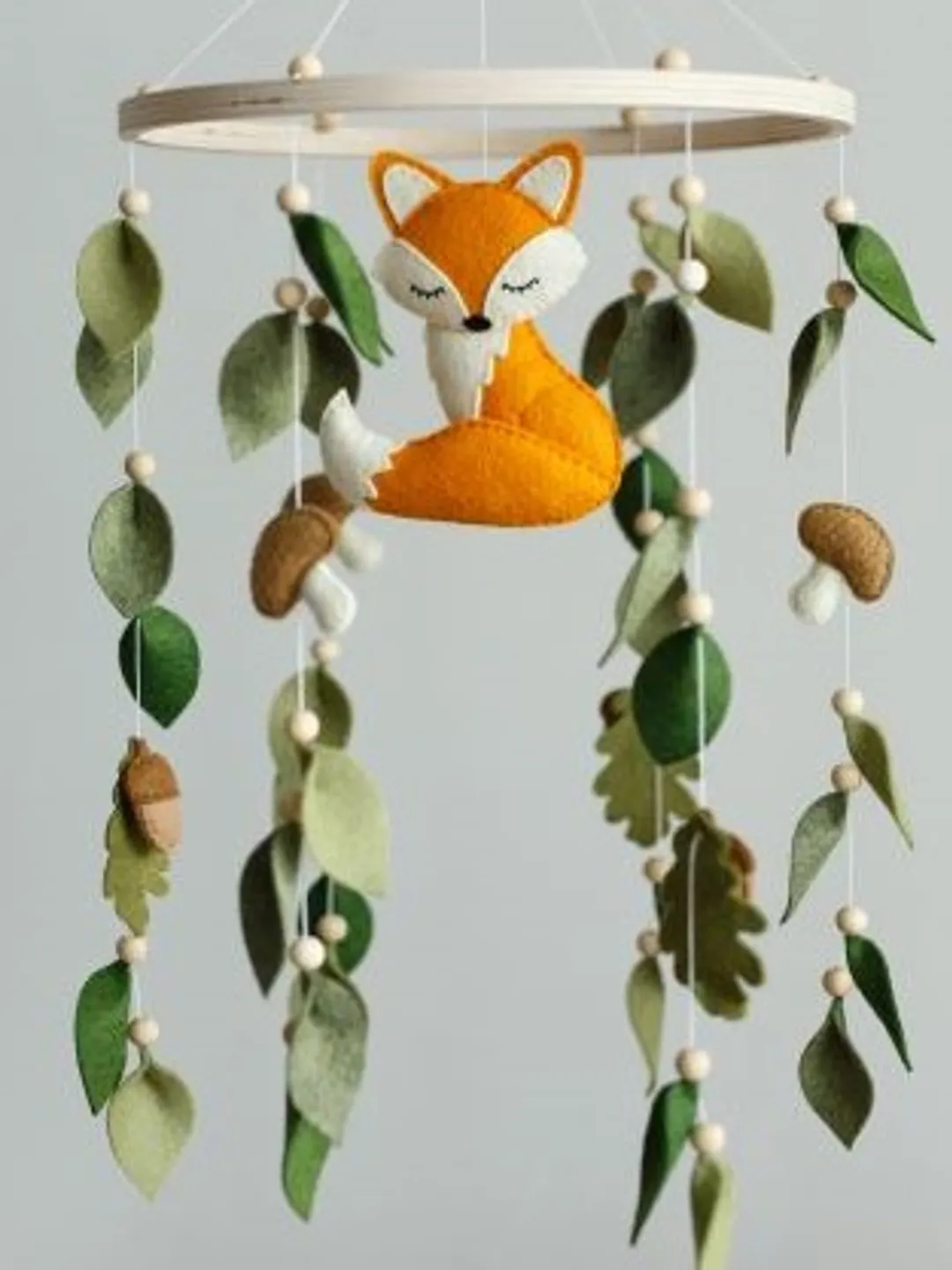 Handcrafted Fox and Woodland Themed Felt Baby Mobile - Customizable Nursery Decor