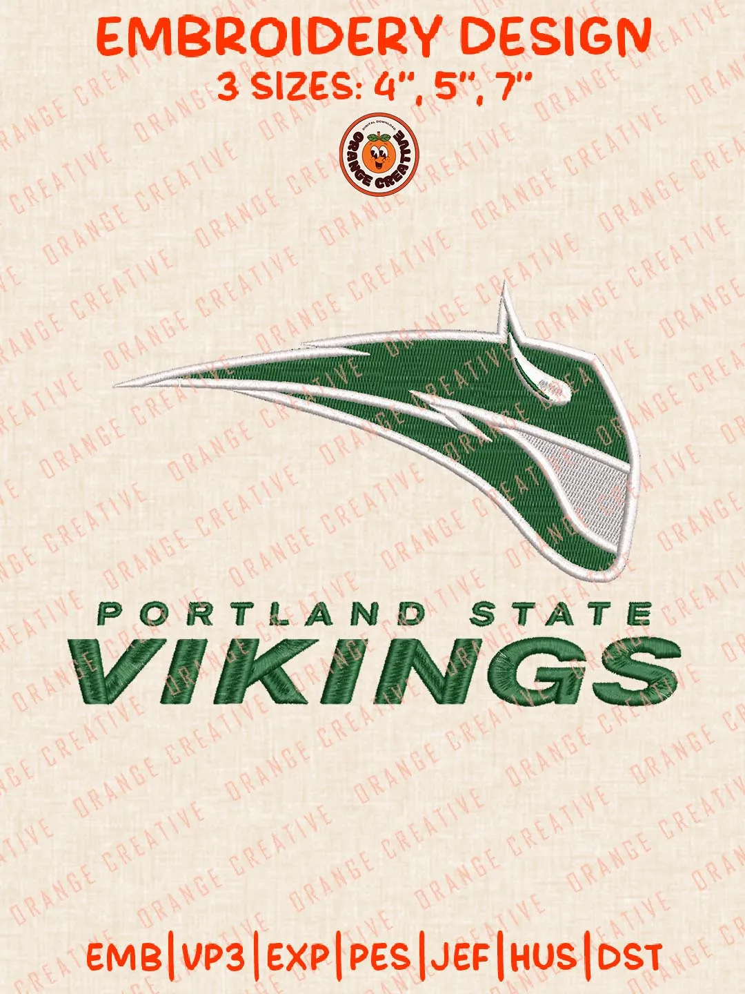 NCAA Portland State Vikings Logo Embroidery Design, NCAA Team Logo Embroidery Design, Machine Embroidery Design File, 4 Sizes, Digital Download