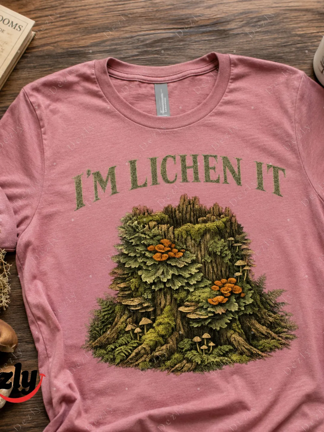 Funny Mushroom SVG, Nature Lover Shirt PNG, Vintage Botanical Forest DXF, I'm Lichen It Pdf, Hiking Tee Cut File, Digital Download