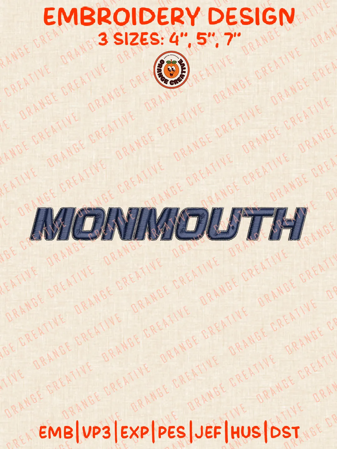 NCAA Monmouth Wordmark Logo Embroidery Files, Monmouth Hawks Team Embroidery Designs, Football Team Machine Embroidery Files, NCAA Monmouth Machine Embroidery, Digital Download