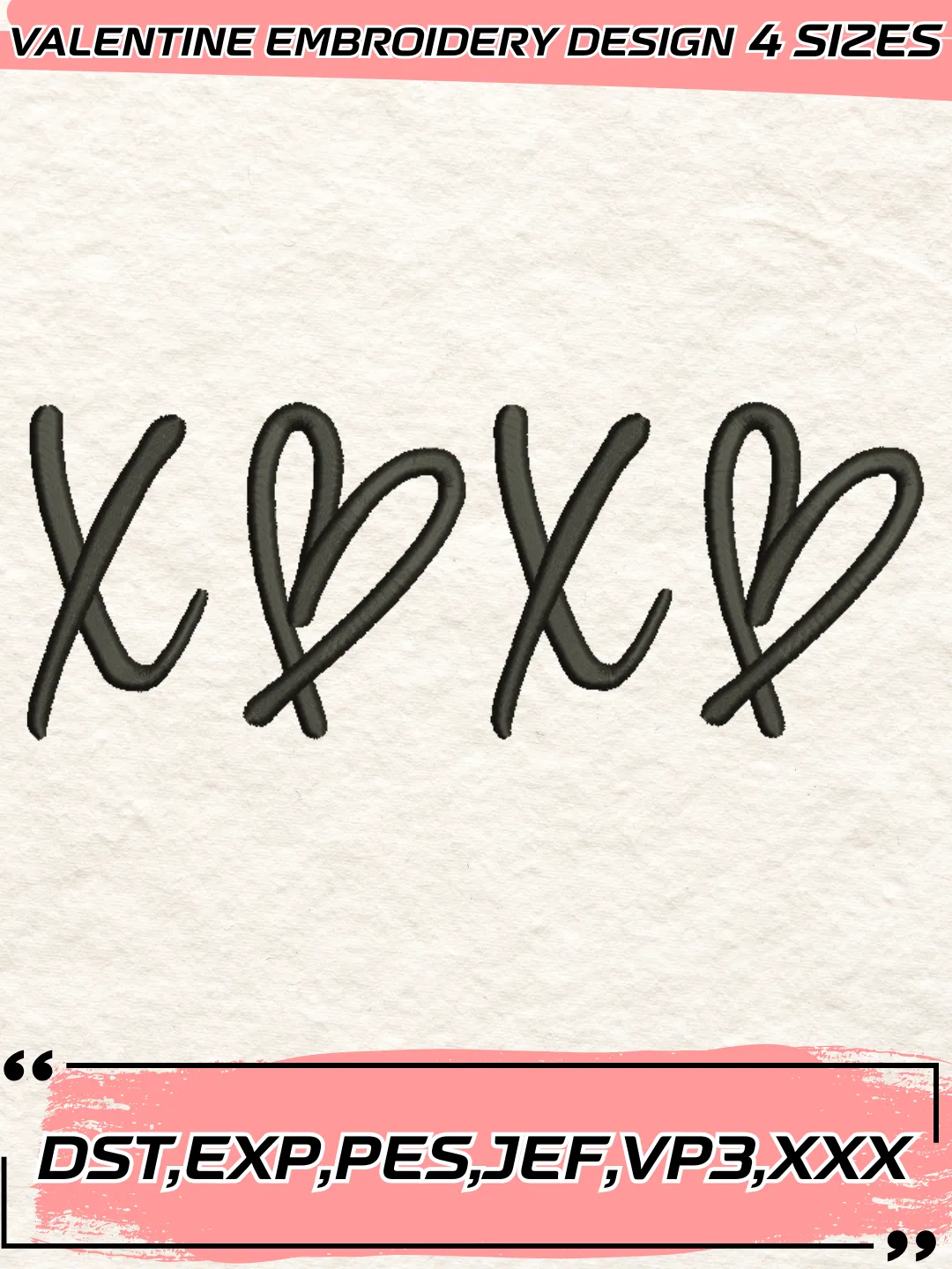 Xoxo Valentine’s Day Embroidery Design,Valentine's Day Embroidery Design,Machine Embroidery Design File,4 Sizes, Digital Download_VLT38