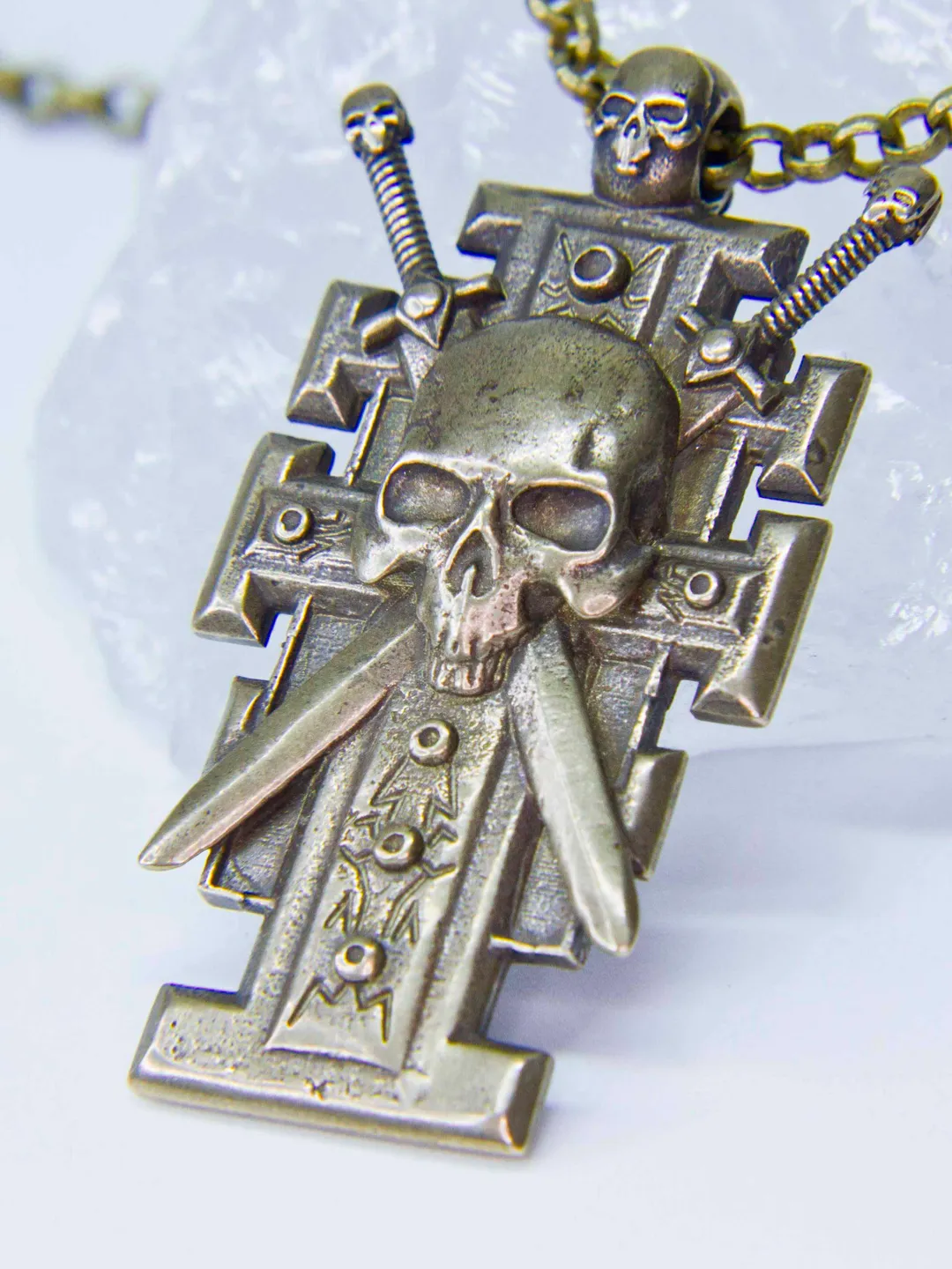 Solid Brass Ordo Xenos Insignia with Skull and Crossed Swords