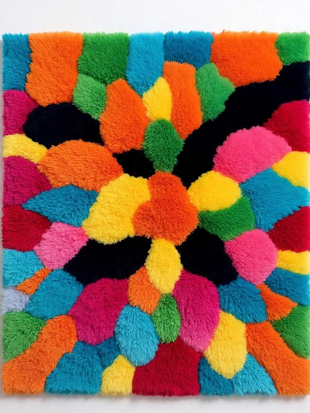Handmade Tufted Colorful Abstract Fiber Art Tapestry Wool Area Rug