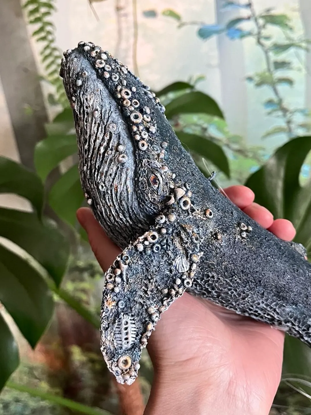 Art sculpture Blue whale from papier-mâché.
paper toy - series “Sea”. Unique handmade interior decor. Unusual interior pendant for your collection.