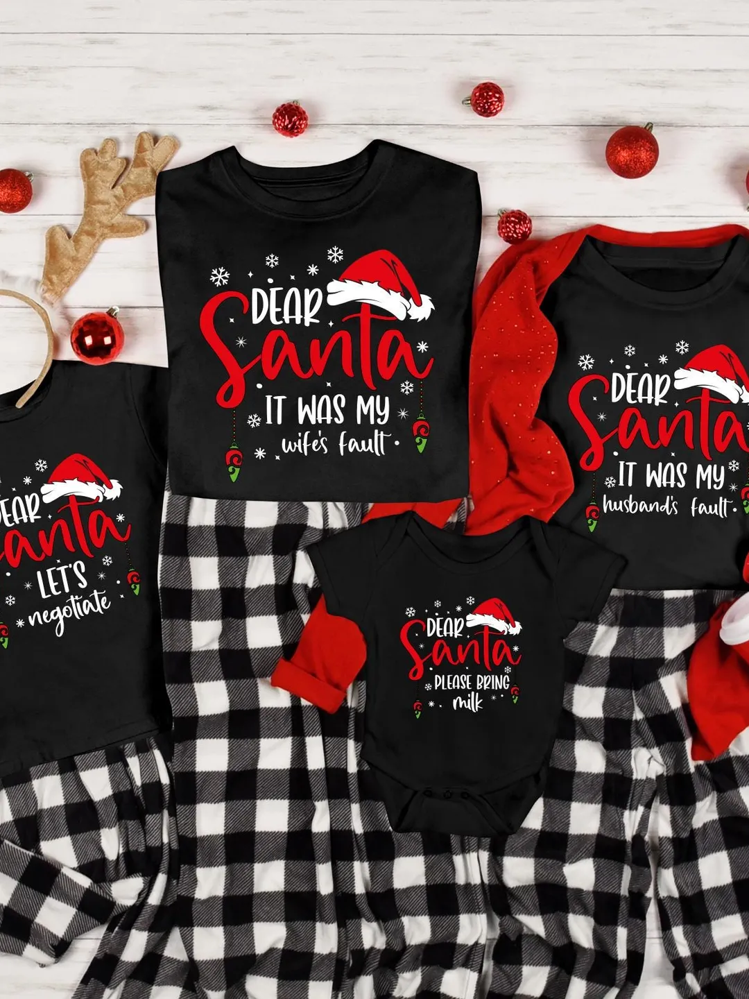 Dear Santa Christmas Family Shirts, Custom Cute Christmas T Shirt, Christmas Group Matching Shirts, Funny Quote Christmas Party t-shirts