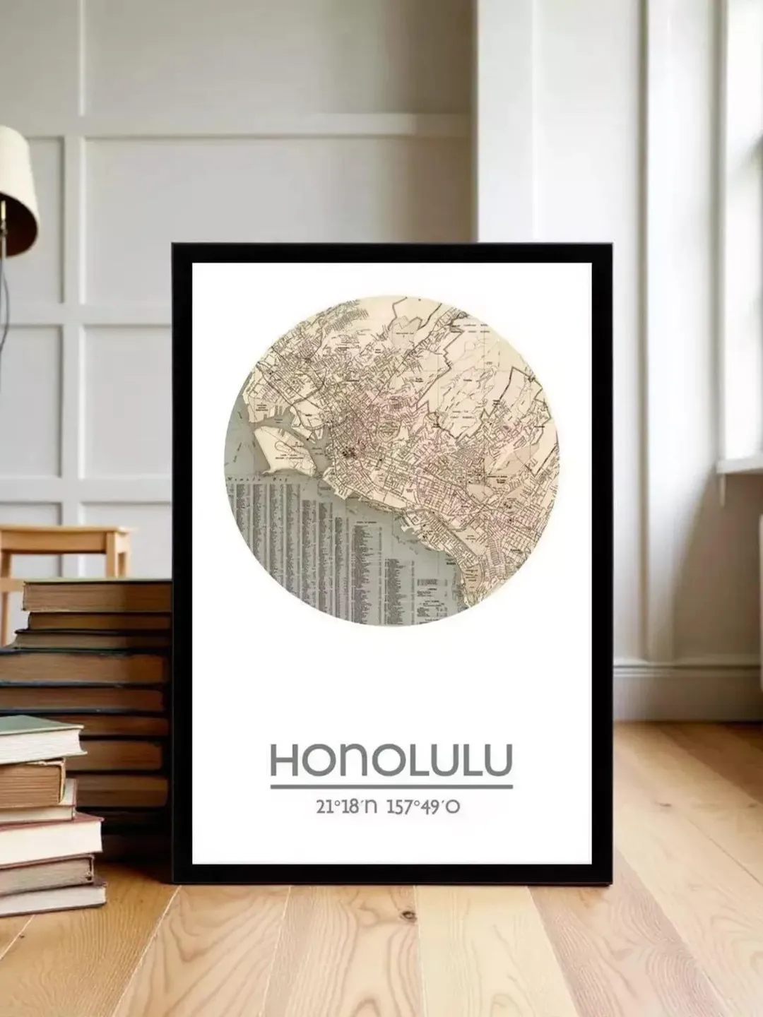 Honolulu Map Poster – Vintage City Wall Art Print