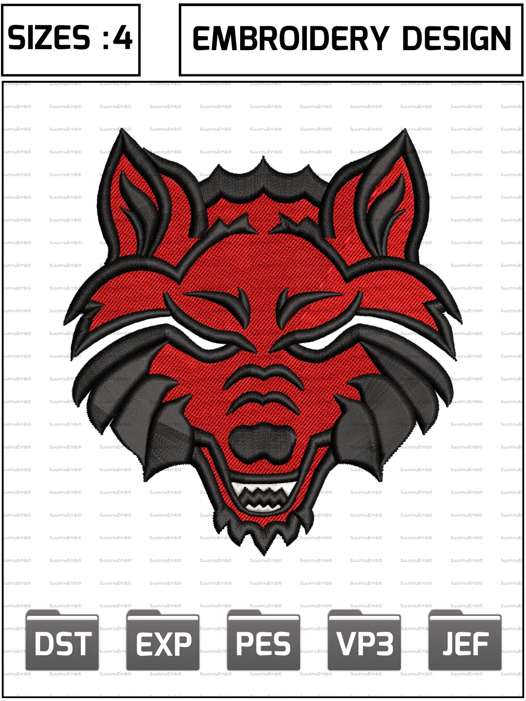 Arkansas State Red Wolves Logo Embroidery Design,NCAA Logos Embroidery Design,NCAA Teams, Machine Embroidery Design File,4 Sizes, Digital Download