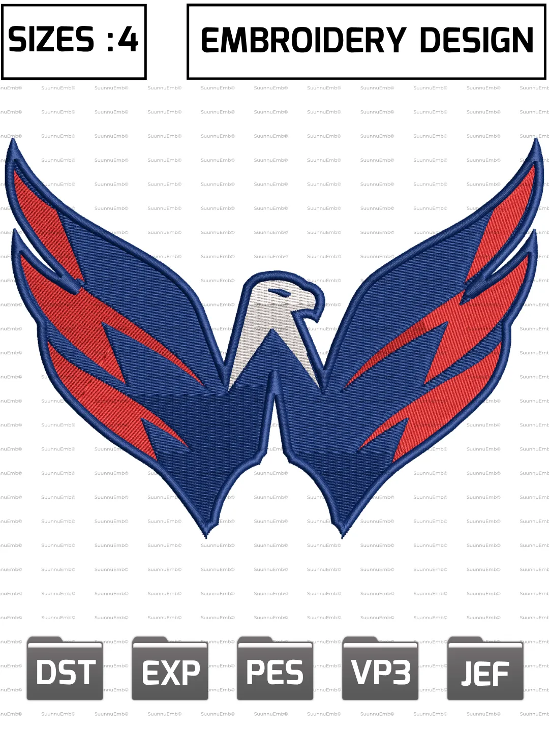 Washington Hockey Embroidery Design Files,Machine Embroidery Design File,4 Sizes, Digital Download