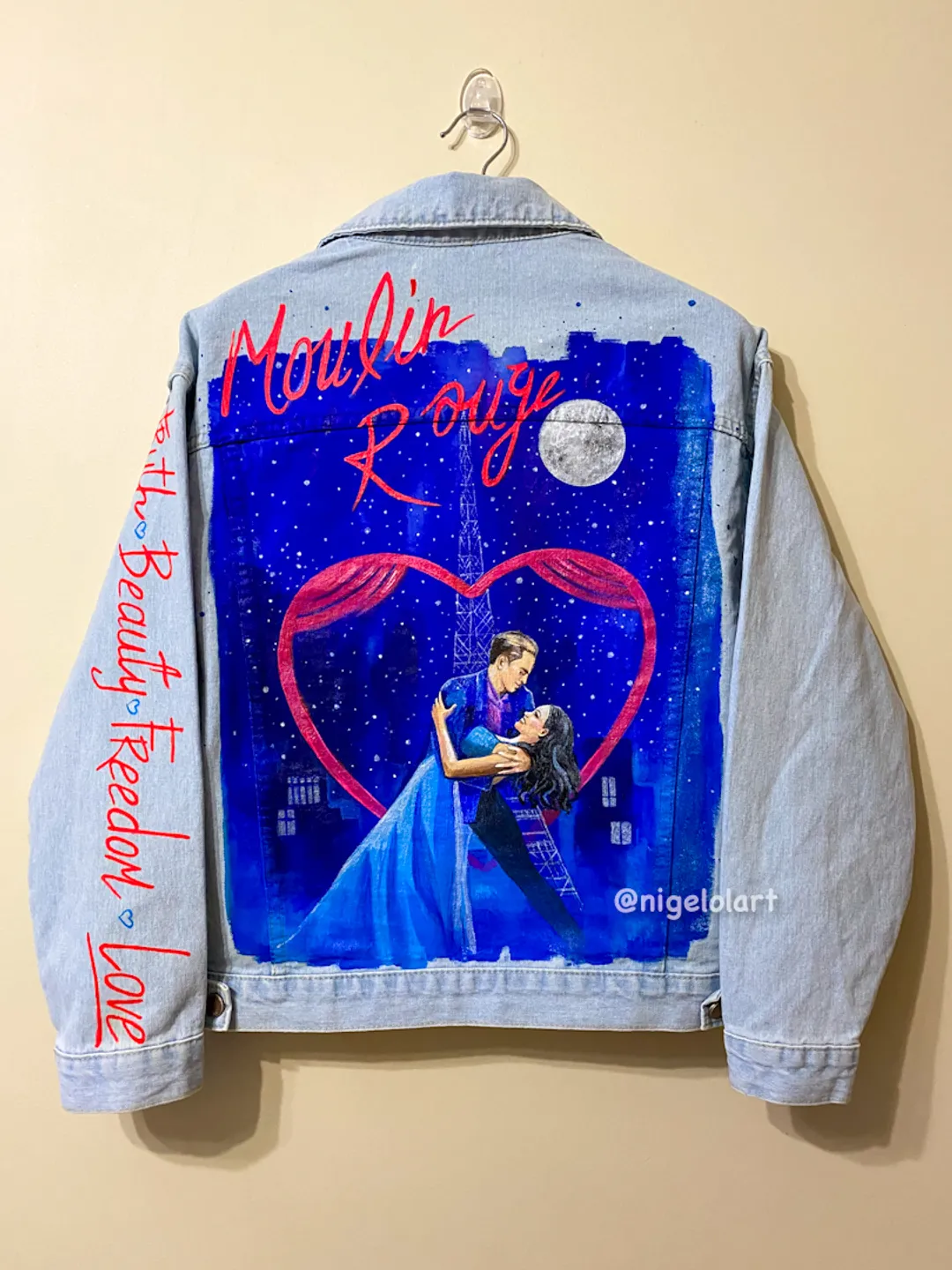 Moulin rouge Painted Denim Jacket Custom denim jacket