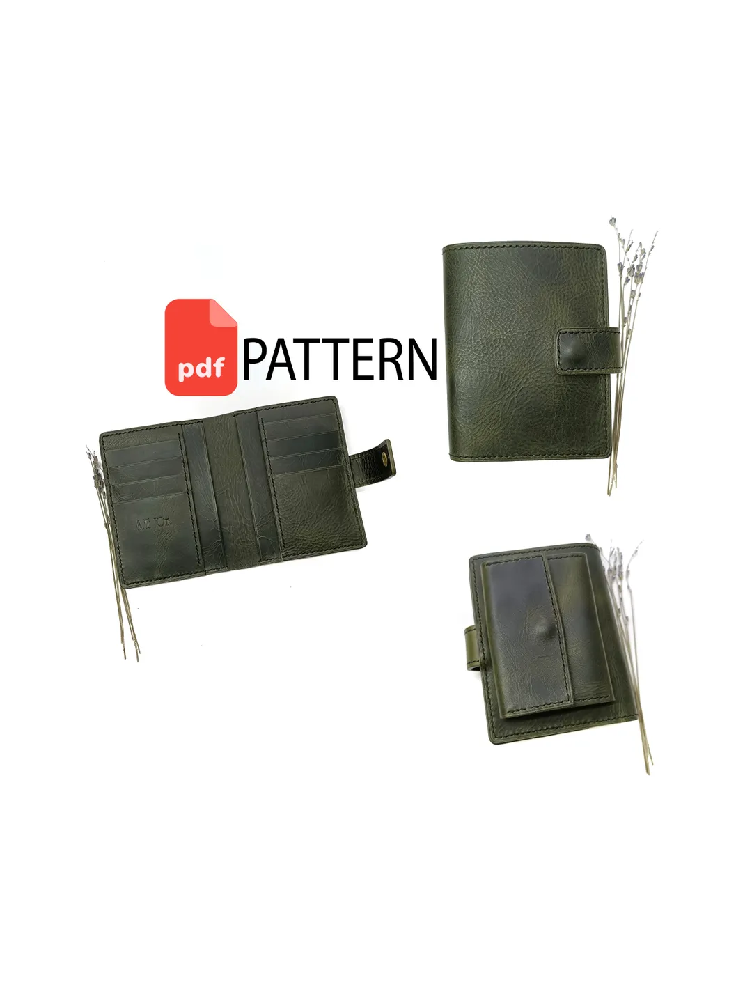 leather pattern to make a bifold wallet. Leather template passport wallet.