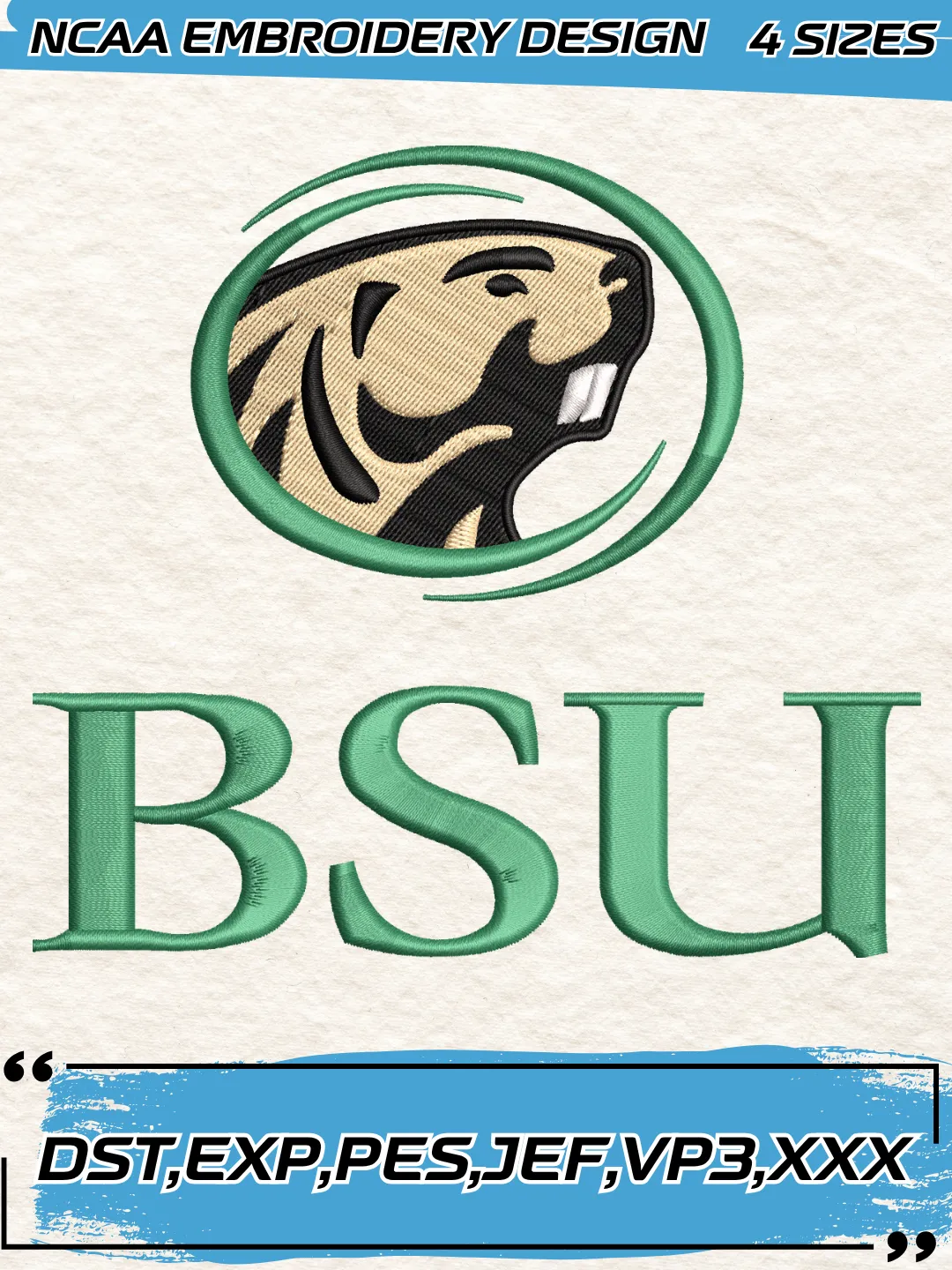 Bemidji State Beavers Secondary Logo Embroidery Design,NCAA Logo Embroidery Design,Machine Embroidery Design File,4 Sizes, Digital Download