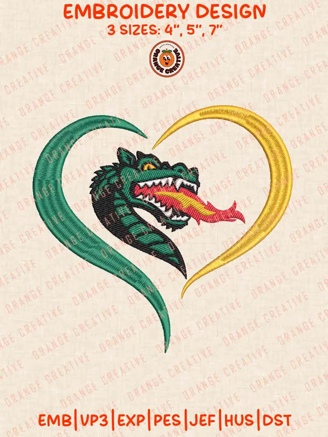 UAB Blazers Heart Logo Embroidery Design, NCAA UAB Blazers Team Machine Embroidery Digitized Pes File, 4 Sizes, Custom Size, Instant Download