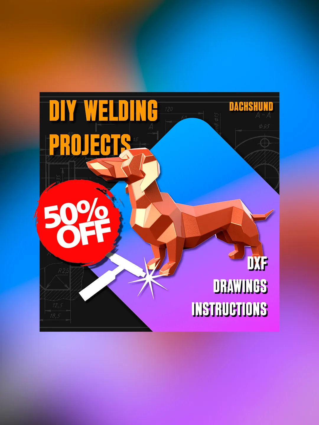 Welding Project Plans Drawings Dachshund (DXF, PDF)