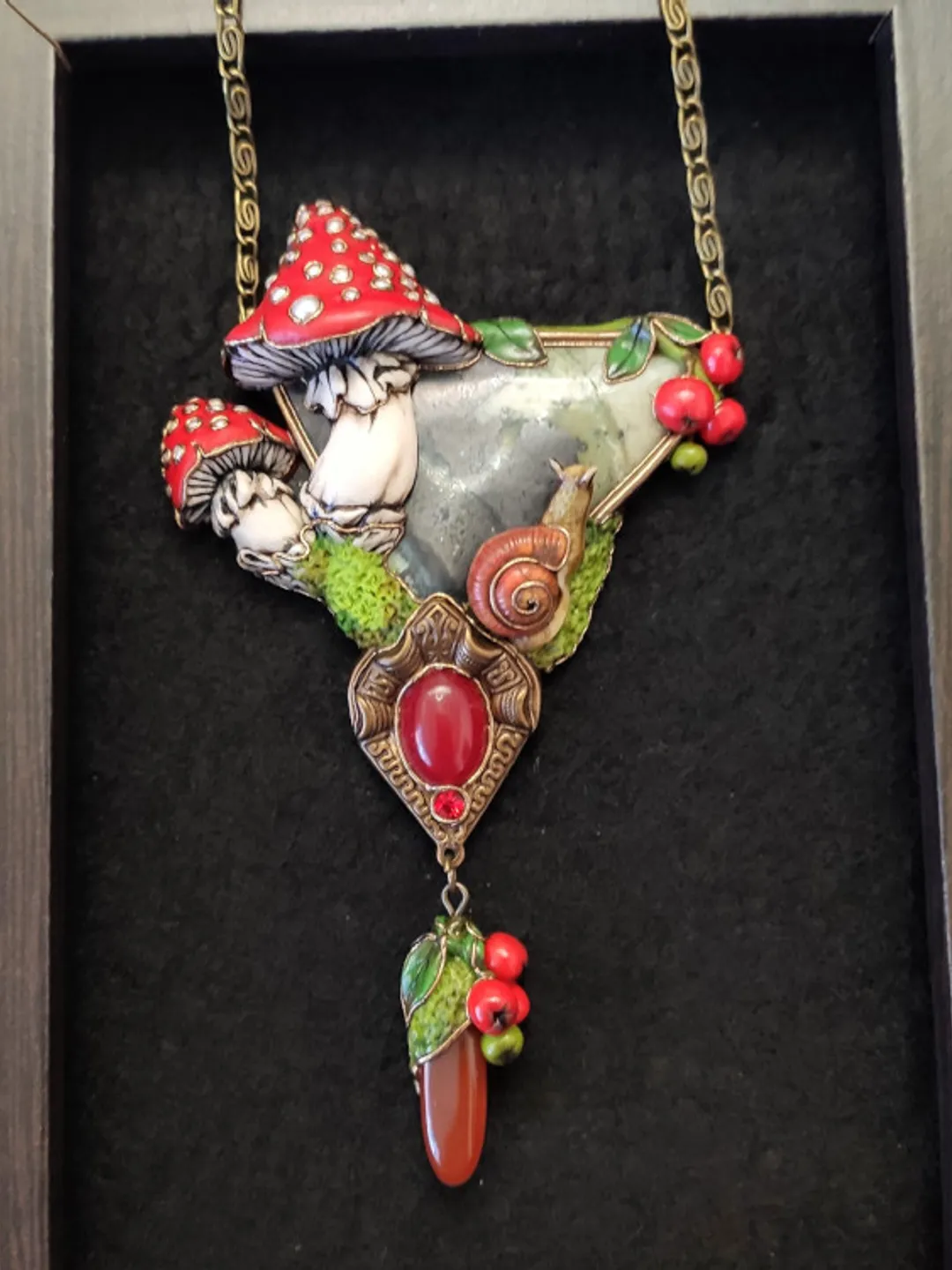 Amanita necklace, Mashrooms Necklace, Polymer clay necklace,Nature Necklace