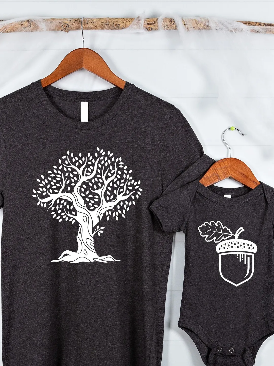Acorn oak tree matching dad and baby shirts acorn tree matching set of shirts father's day matching shirts father son shirts daughter shirts