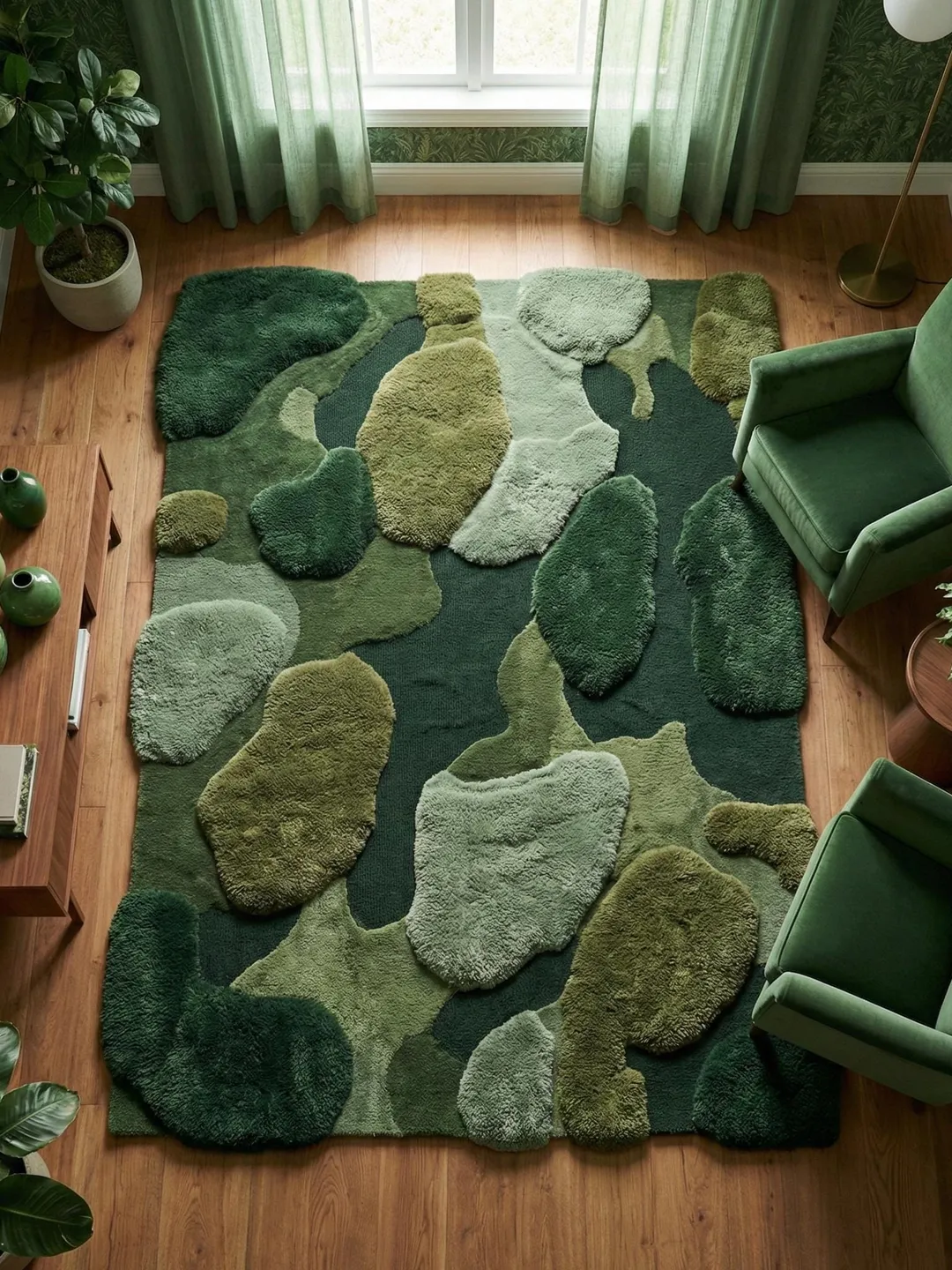 Moss Rug Hand Tufted Green Abstract Area Rug
