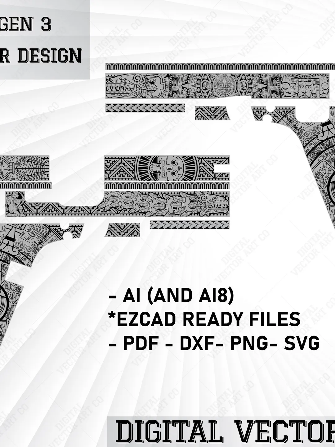 Aztec Tribal Ornamental Vector - Laser Cutting Template for Wood ...