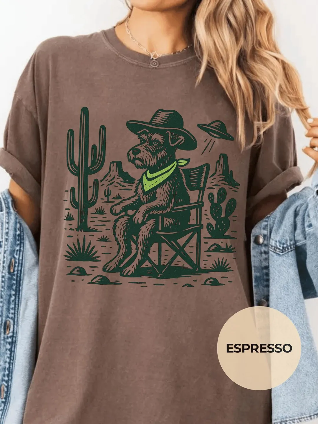 Vintage Miniature Schnauzer Cowboy UFO Comfort Colors T-Shirt Gifts for Dog Lovers