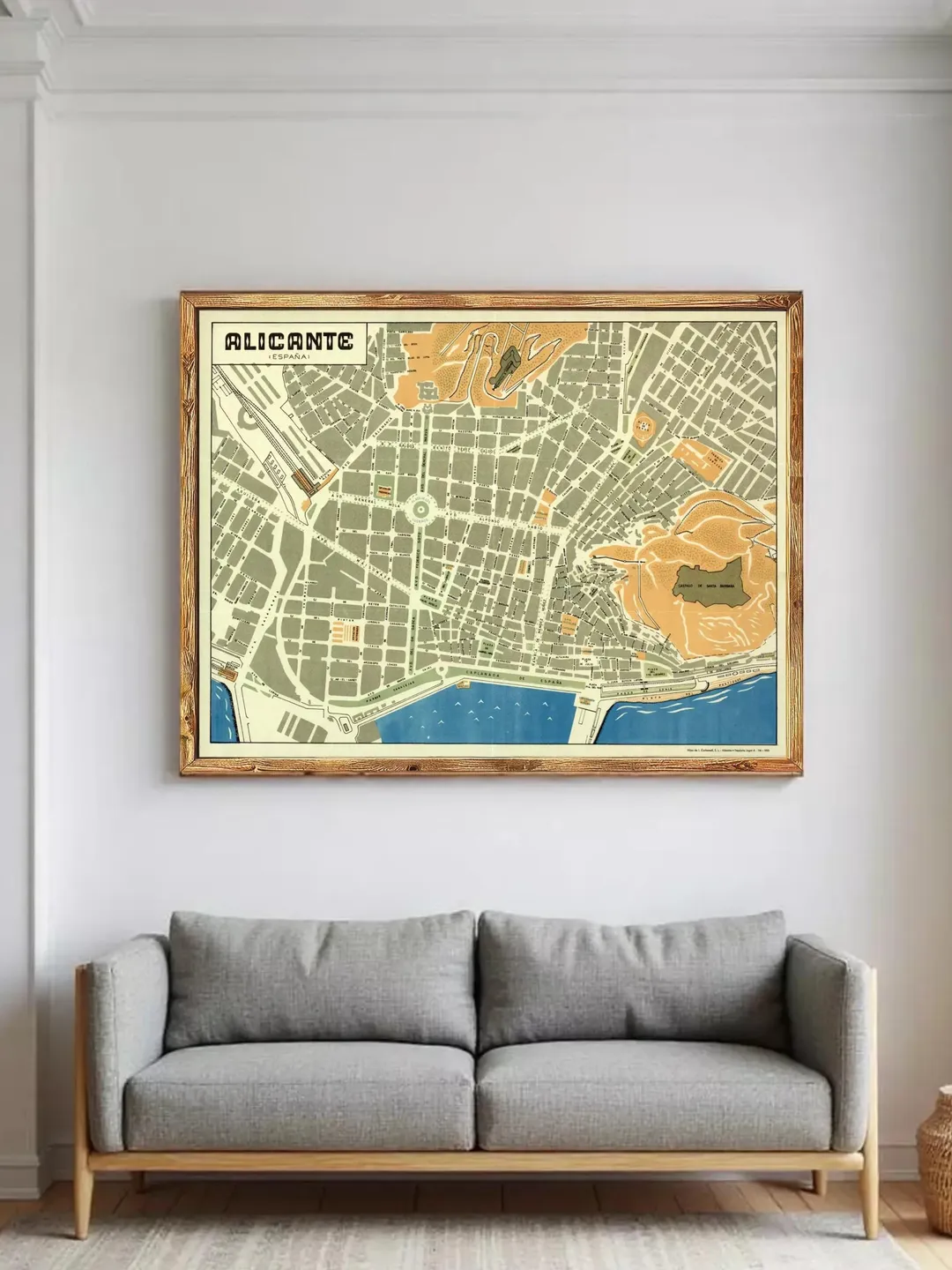 Vintage Map of Alicante Spain Old Map | Wall Map Print