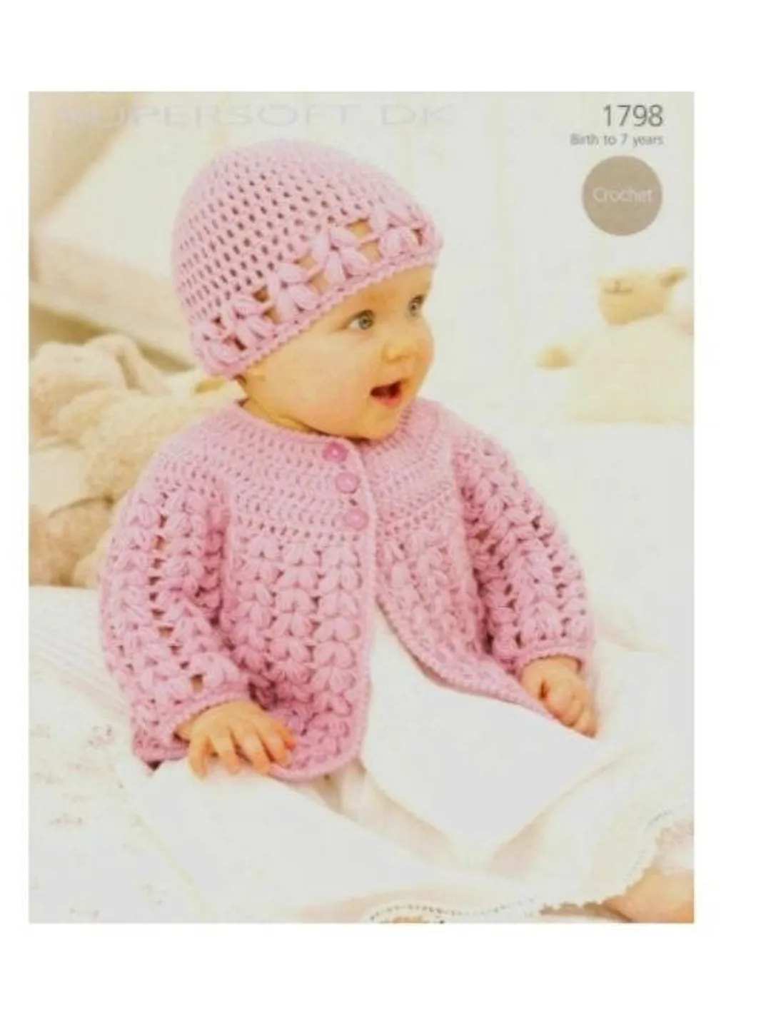 Baby cardigan crochet pattern, hat baby crochet pattern  0 months- 7 years