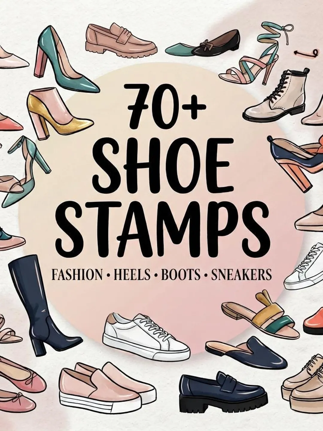 70+ Shoe Stamp Brushes for Procreate | Female Fashion Shoes, Heels, Boots & Footwear Stamps
