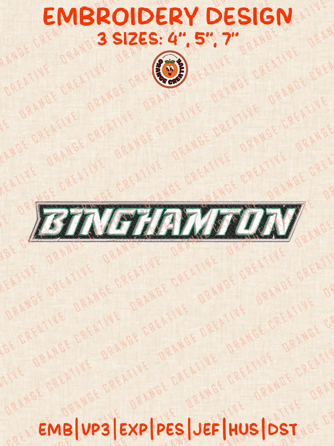 NCAA Binghamton Text Embroidery Design, NCAA Binghamton Bearcats Team Logo Embroidery Design, Machine Embroidery Design File, 4 Sizes, Custom Size, Digital Download