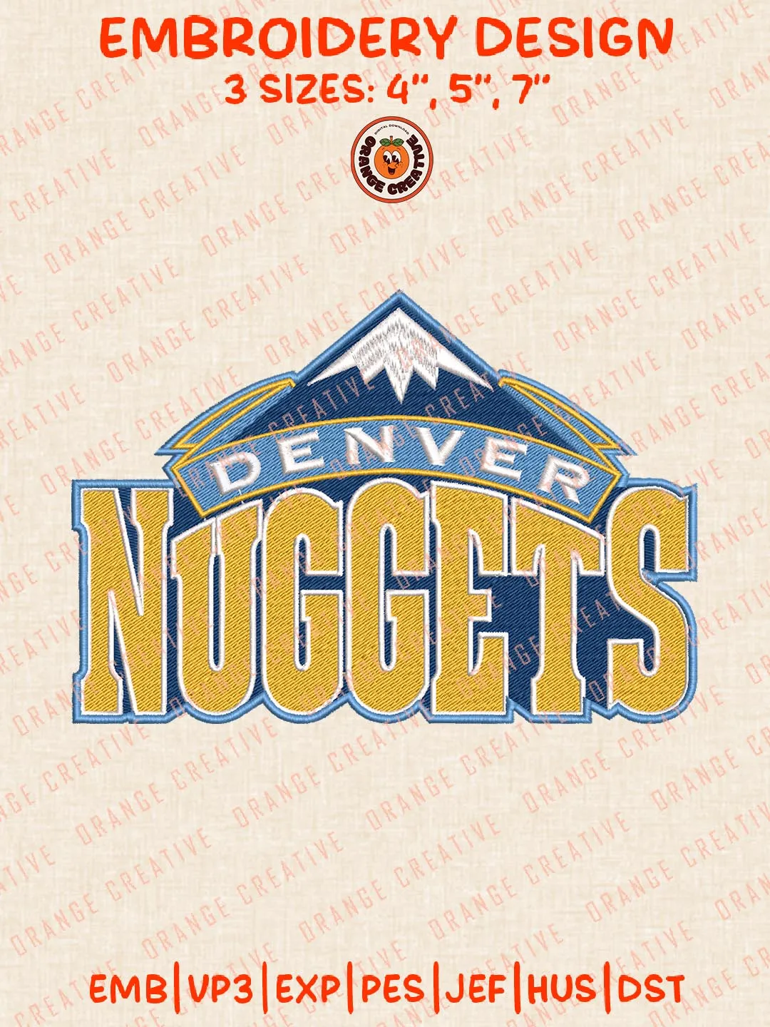 Denver Nuggets Logos Embroidery Designs, NBA Team Logo Embroidery Files, Machine Embroidery Design File, 4 Sizes, Custom Size, Digital Download