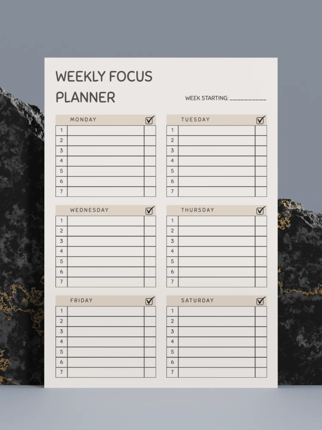 Weekly Focus Planner for ADHD | Minimalist Task Organizer (Digital ...