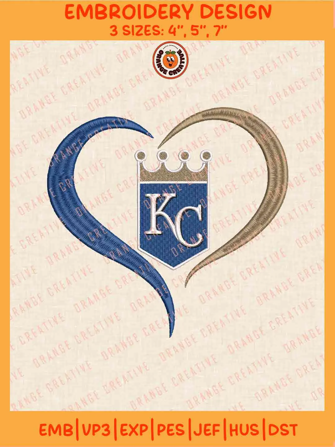 MLB Kansas City Royals Team Heart Logo Embroidery Files, MLB Royals Team Embroidery Designs, Baseball Team Team Machine Embroidery Files, MLB Machine Embroidery, Digital Download