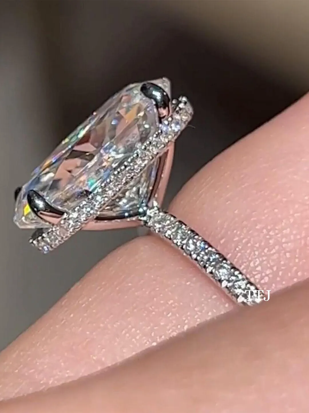 7 CT Oval Cut Moissanite Engagement Ring 14K Solid Gold Crafted Big ...