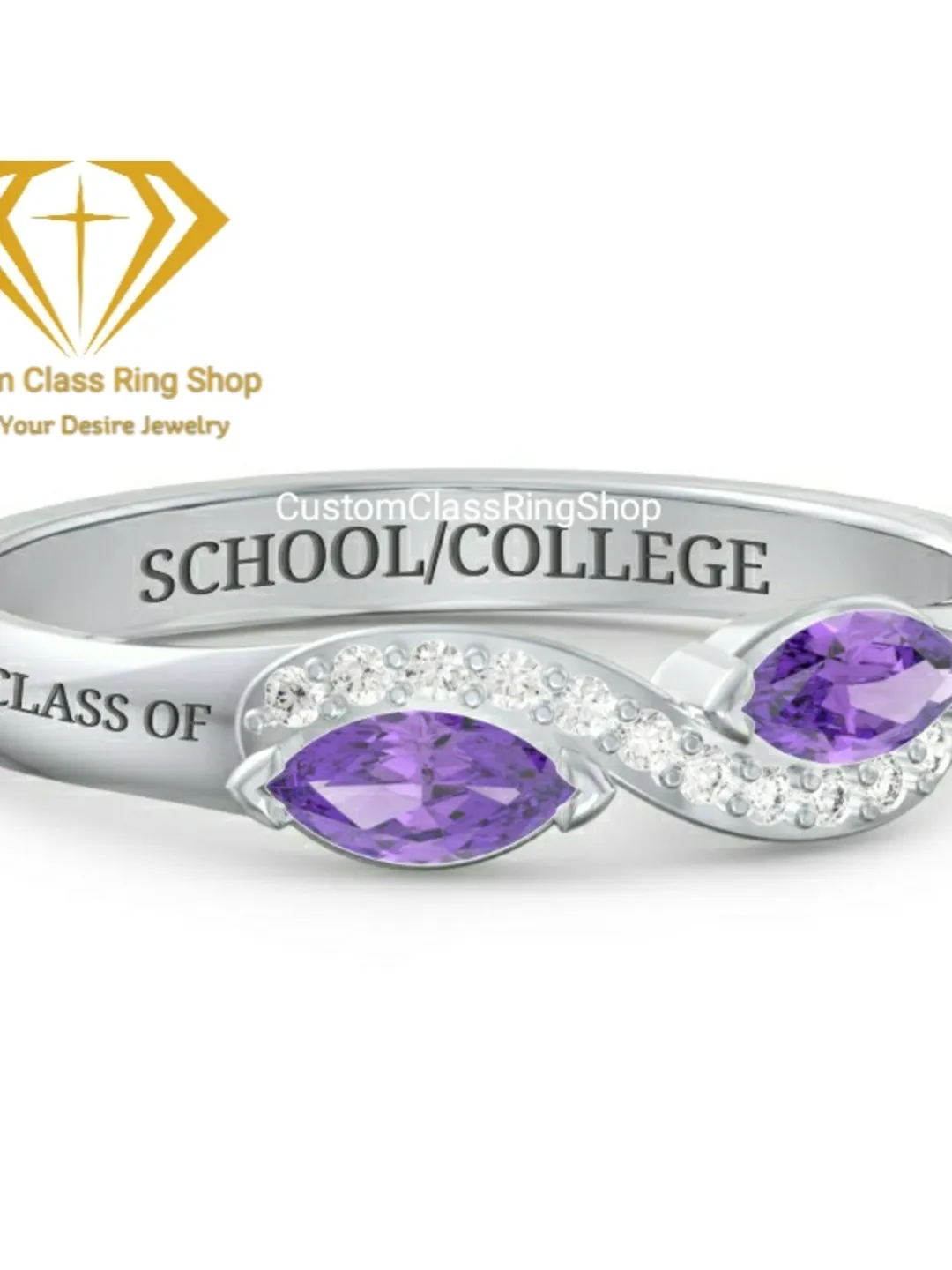 Custom Marquise Stone Class Ring semi-fine jewelry for woman
