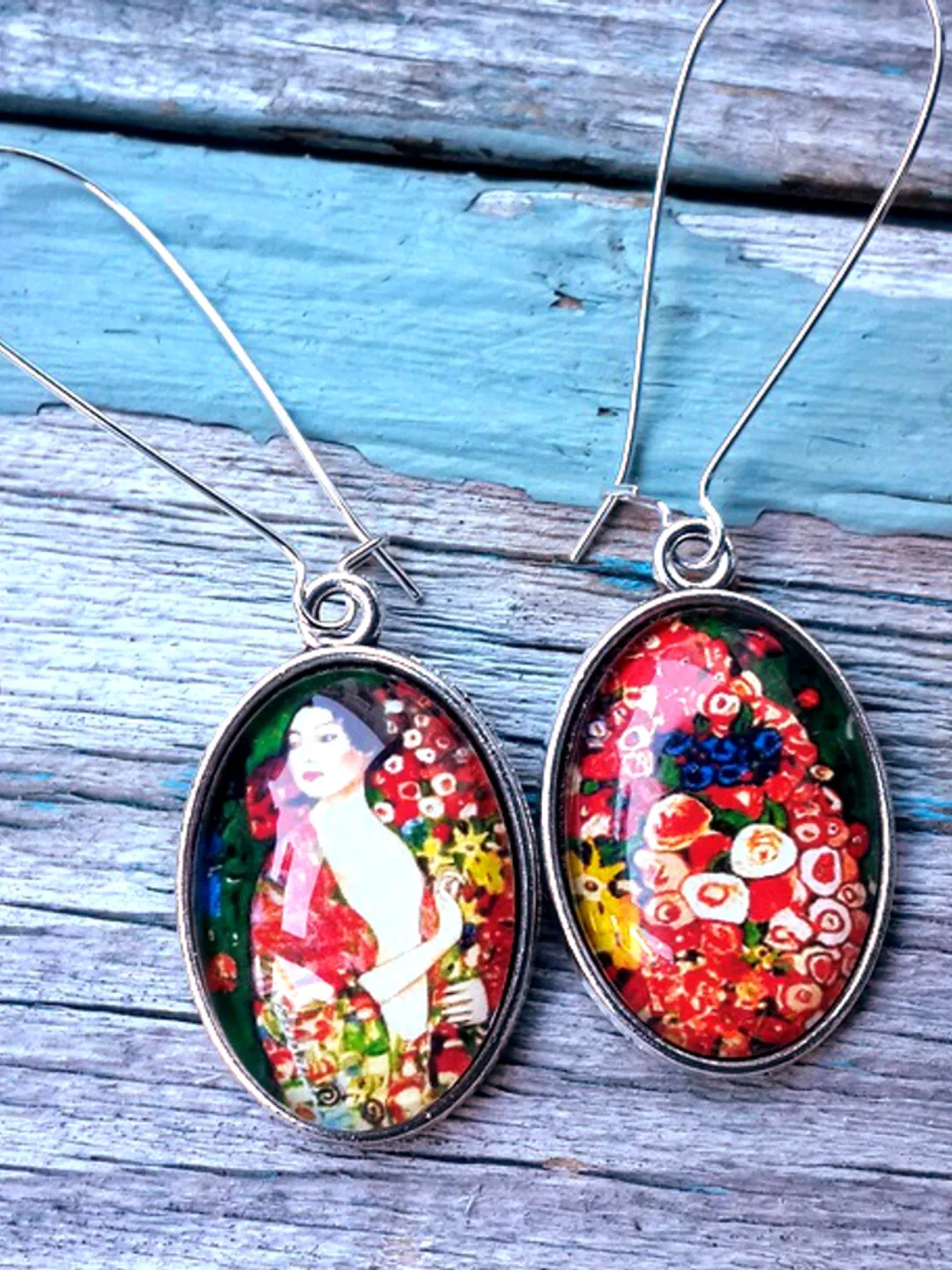 Gustav Klimt earrings, The Dancer Earrings, Gustav Klimt The Dancer art painting