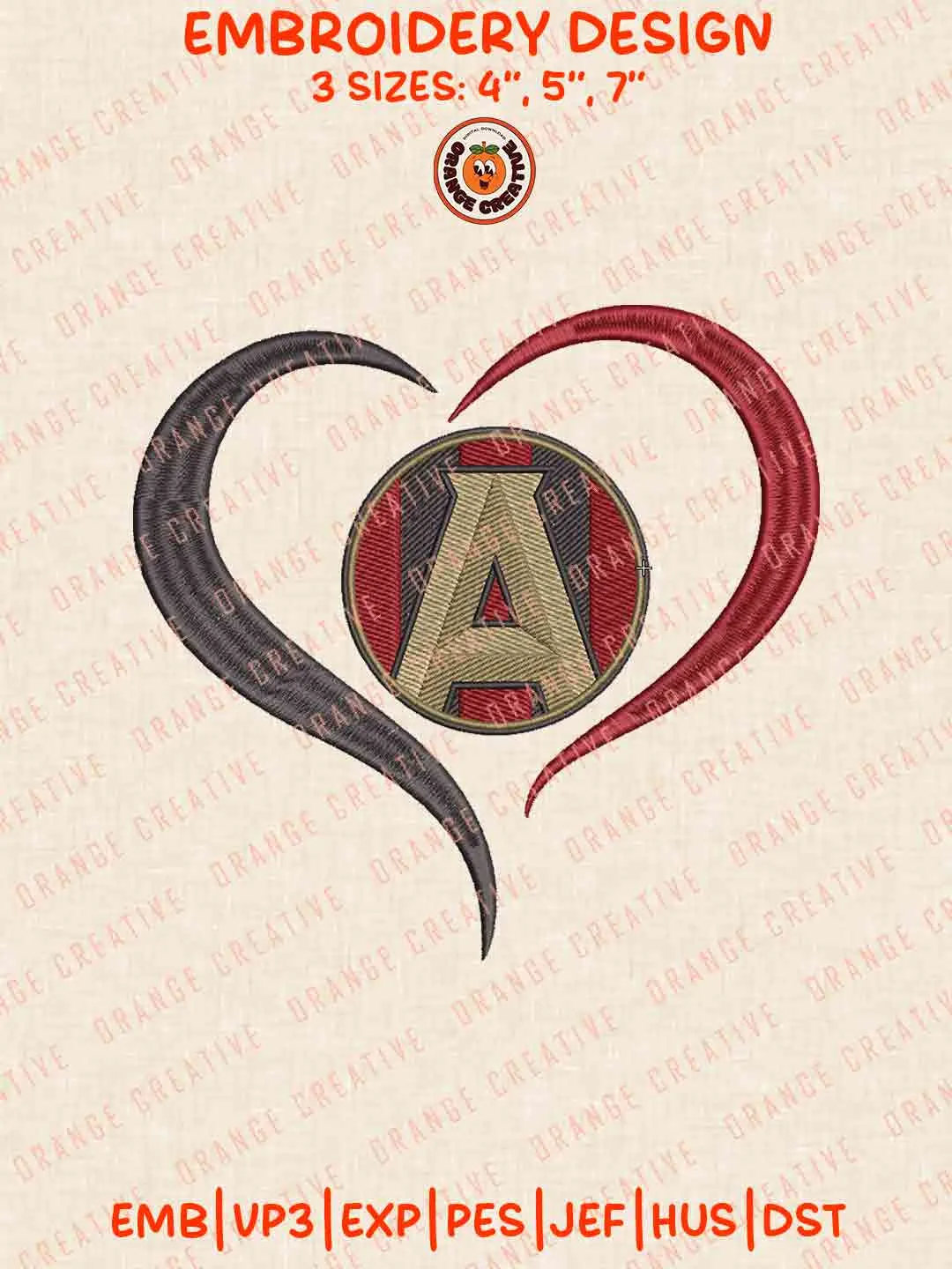 Atlanta United FC Heart Logo Logo Embroidery Files, MLS Atlanta United FC Logo Embroidery Designs, League Soccer Machine Embroidery Files, MLS Atlanta United FC Team Machine Embroidery, 3 sizes, Digital Download