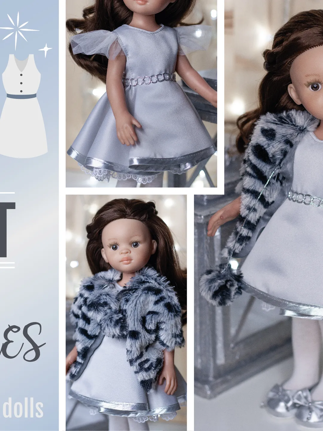 Paola Reina clothes, Doll coat, dress, shoes, underwear, Outfit for 13 inch dolls, Handmade doll clothes, Expensive doll