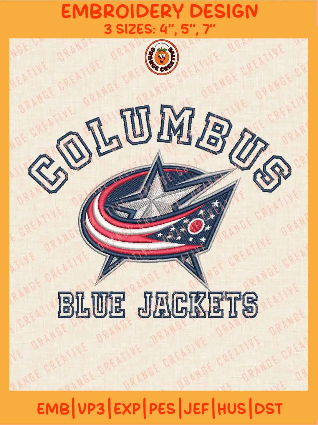 NHL Columbus Blue Jackets Team Logo Embroidery Files, Columbus Blue Jackets Hockey Team Embroidery Designs, NHL Jackets Machine Embroidery Files, NHL Hockey Team Machine Embroidery, Digital Download
