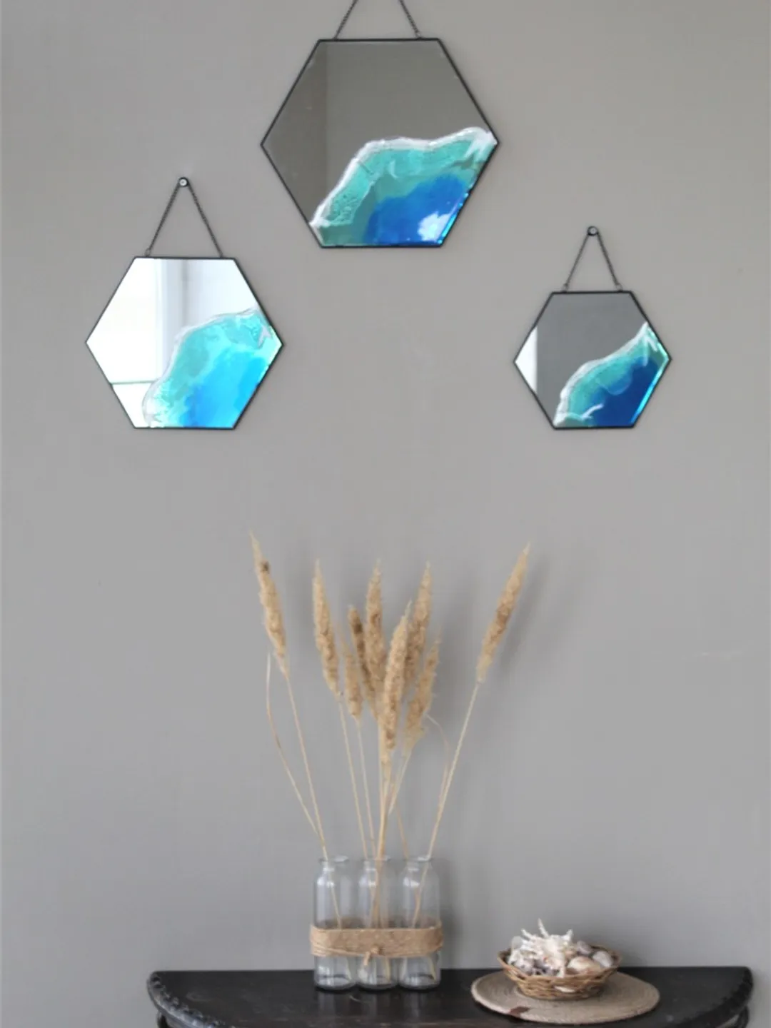coastal grandmother decor – set of 3 decorative mirror – coastal wall art