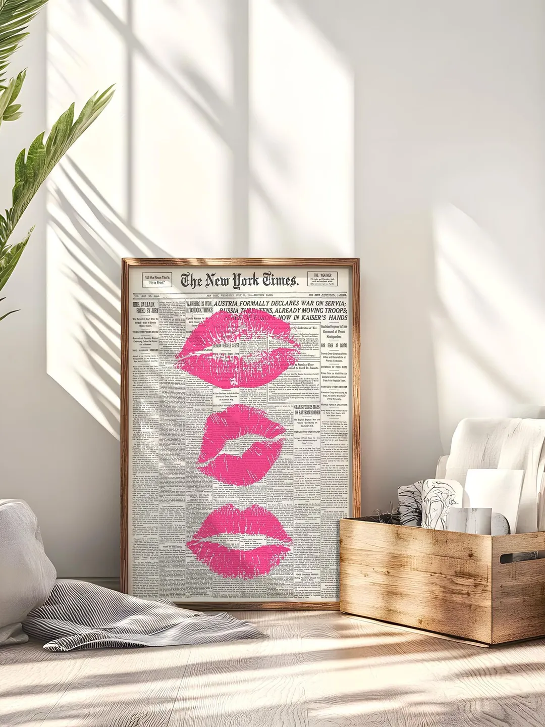 Trendy Wall Art Newspaper Art Prints Black And White Poster Aesthetic Room Decor Vintage Retro Poster Girly Wall Art Kiss Lips Wall Art Dorm