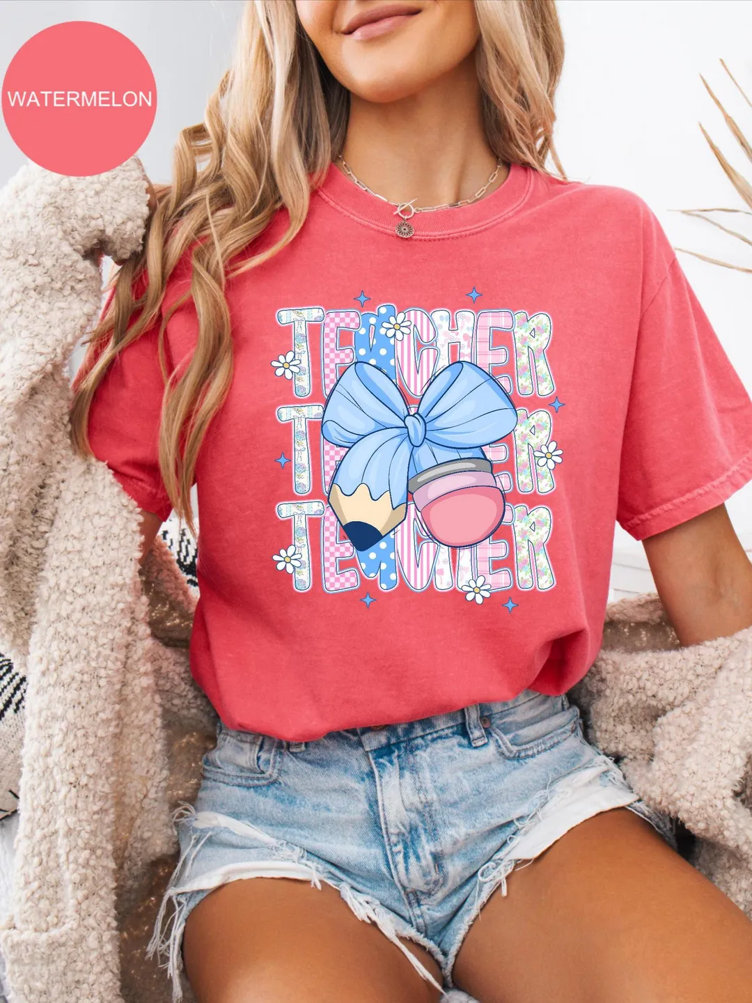 Comfort Colors Floral Teacher Shirt: Spring Gift Tee