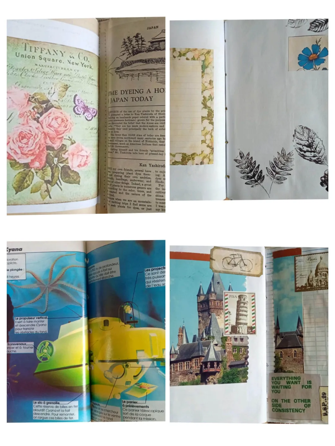 A unique handmade junkbook notebook: a bright orange journal in a