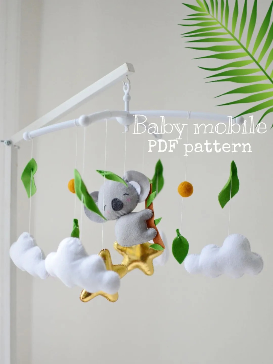 PDF Baby mobile pattern with cute koala bear for nursery decoration and easy step by step tutorial , Baby shower DIY gif